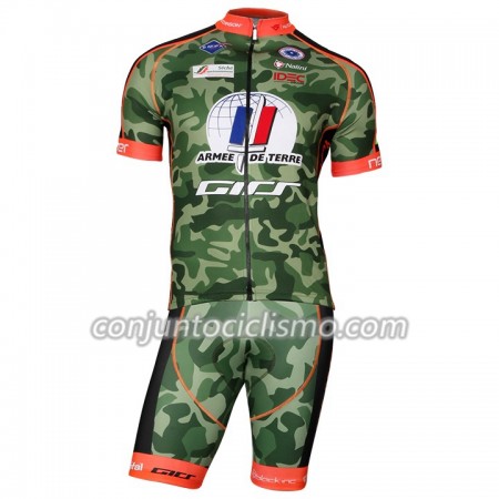 Conjunto Maillot + Culotte Corto con tirantes 2018 Armee De Terre N001